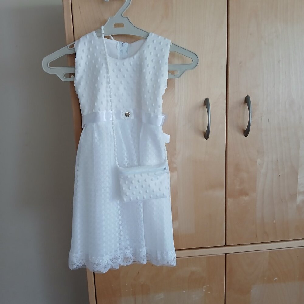 Girl White Dress with purse 2T Brand New